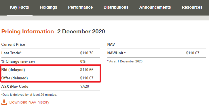 Bid, offer website screenshot