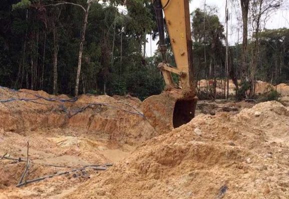 Illegal diamond mine in the Surui Forest Brazil